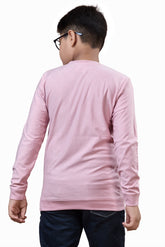 Light Pink Minimal Graphic Boys Full Sleeves T-Shirt